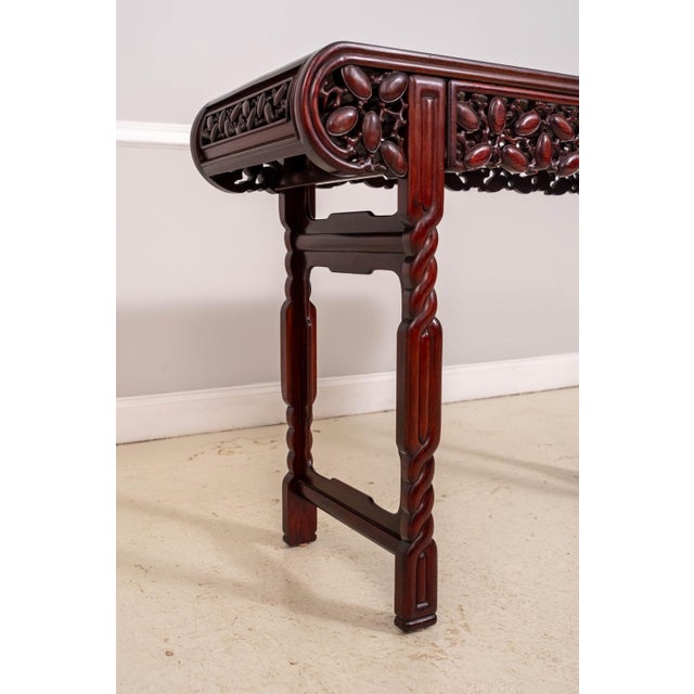 1950s Vintage Rosewood Chinese Hand Carved Sofa Table For Sale - Image 5 of 13