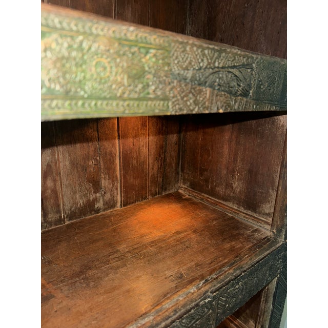 Indian Late 20th Century Indian Hand-Carved Solid Wood Bookcase With Intricate Carved Panels For Sale - Image 3 of 13