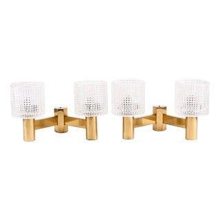 Mid-Century Modern Glass Wall Lights by Carl Fagerlund for Orrefors, 1960s, Set of 2 For Sale