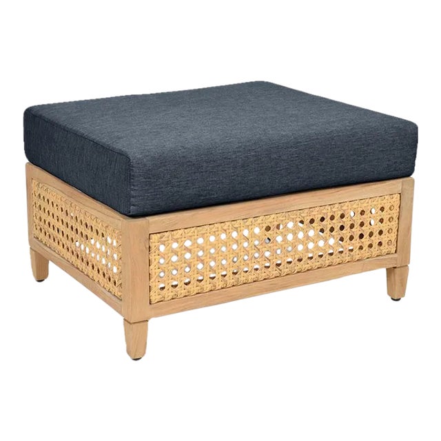 Woodbridge Furniture Jupiter Ottoman, Natural Teak Finish For Sale