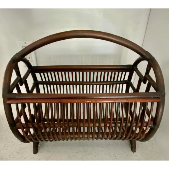 Brown Vintage Bentwood Brighton Pavilion Chinese Chippendale Bamboo Storage Catch-All For Sale - Image 8 of 9