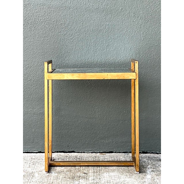 Vintage Metal and Mirrored Glass Side Table For Sale - Image 10 of 12