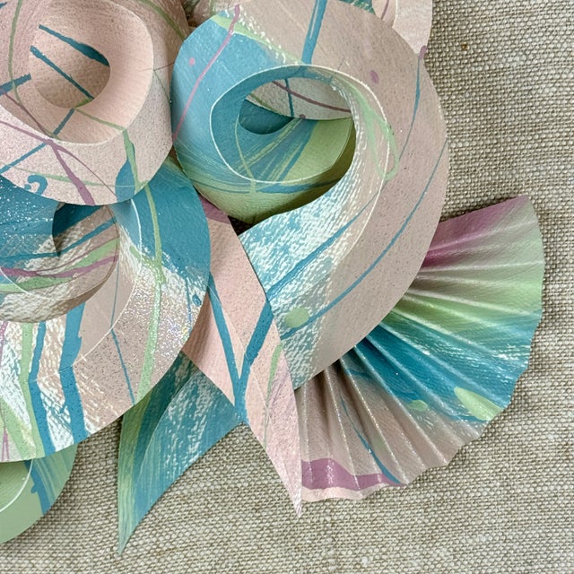 Textile Original 1980's Signed Paper on Canvas Art For Sale - Image 7 of 8