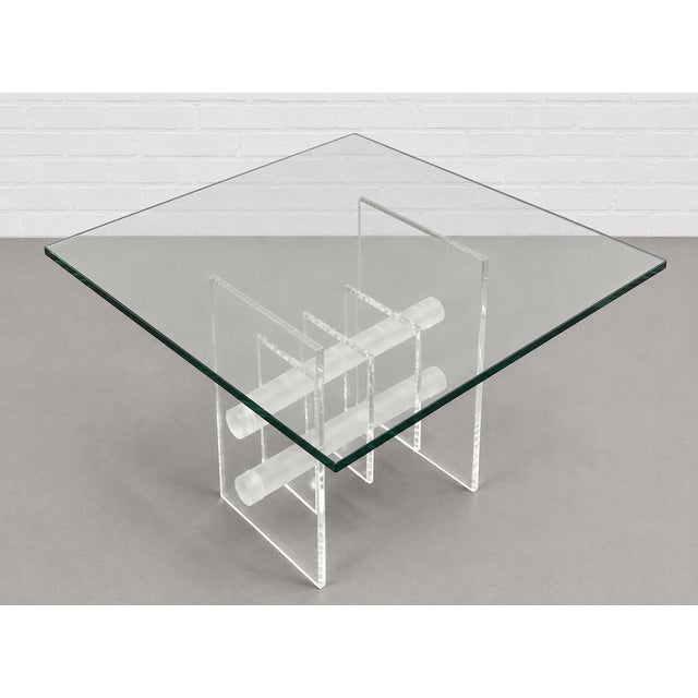 Glass Mid Century Modern Lucite & Glass Coffee | Side Table, C. 1970s For Sale - Image 7 of 13