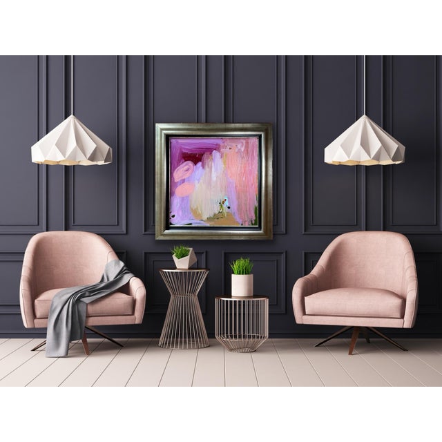 Contemporary Pink Abstract Oil Painting by Piper Bridwell “Cherry on Top” For Sale - Image 3 of 7