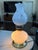 Traditional Vintage Atomic Starburst Milk Glass Two-Light Hurricane Lamp For Sale - Image 3 of 9