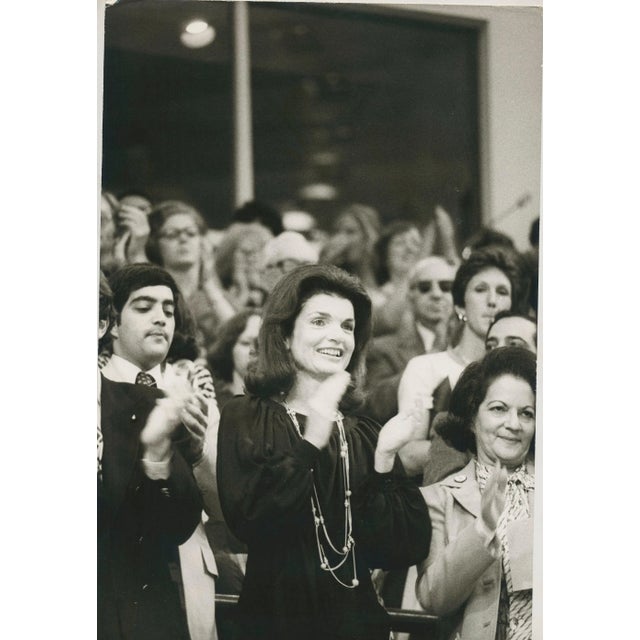 1970s Jackie Kennedy Onassis, Madison Square Garden, 1970s, Black and White Photograph For Sale - Image 5 of 5