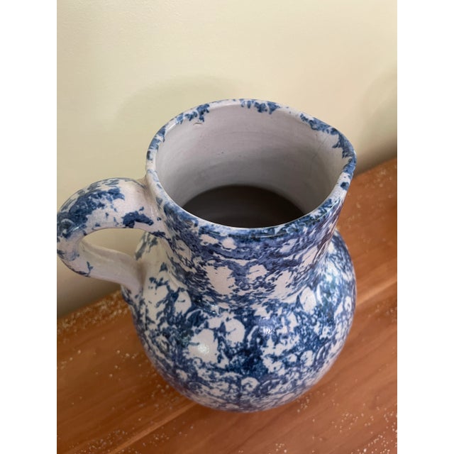 Antique Sponge Ware Pottery Pitcher For Sale - Image 4 of 7