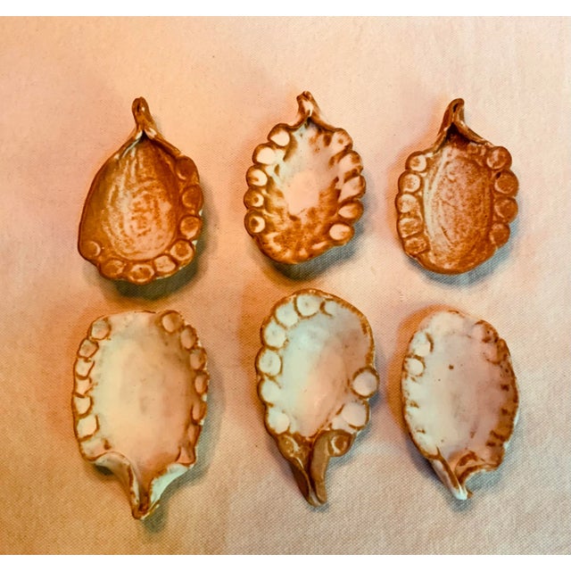 Hand Formed Biloxi Iron Oxide & White Glaze Stoneware Oyster Plates - Set of 6 For Sale - Image 9 of 12
