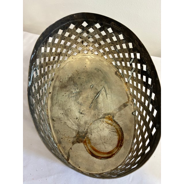 Vintage International Silver Pierced Silverplate Oval Basket For Sale - Image 10 of 10