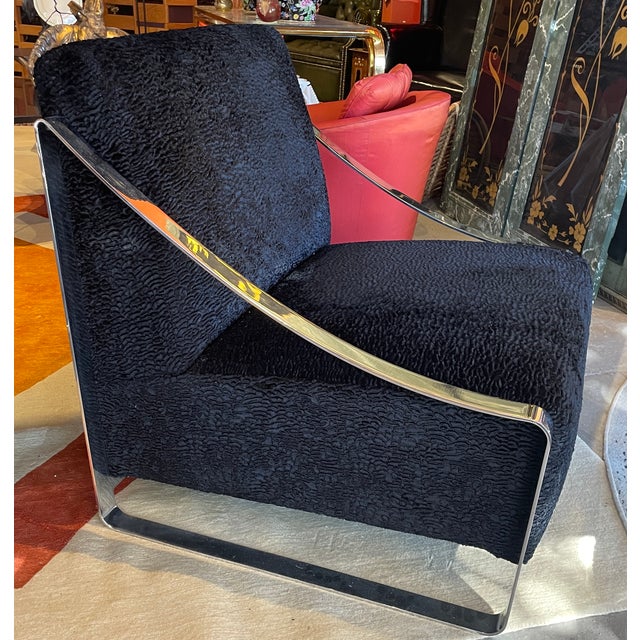 Custom Designed Chair in Polished Nickel With Plush Custom Upholstery For Sale - Image 9 of 11