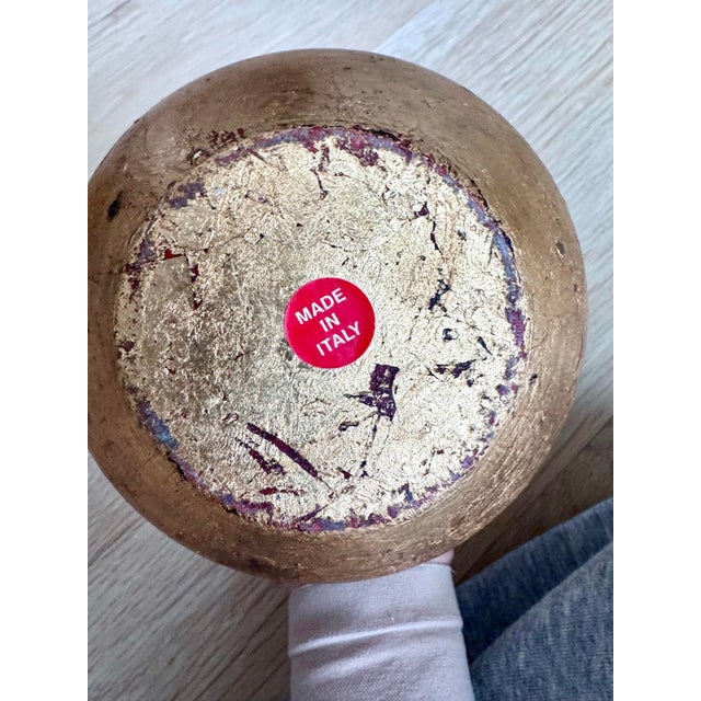 Ceramic Set of 2, Neoclassical Gold Leaf Terracotta Vases – Made in Italy For Sale - Image 7 of 8