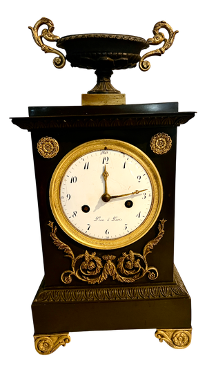 Bronze Clock with Green Patina, 1800s