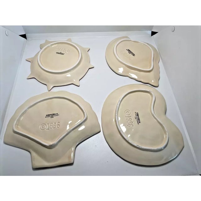 Ceramic Vintage Fitz and Floyd Omnibus Sea Shells Nautical Appetizer Serving Plates Set of 4 For Sale - Image 7 of 7
