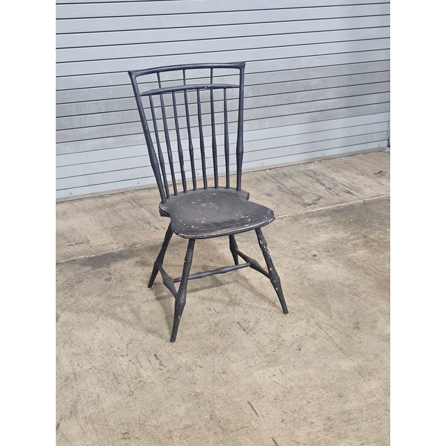 2000 - 2009 Bench Made Black Bird Cage Style Windsor Chair Made by New York Artisian For Sale - Image 5 of 9