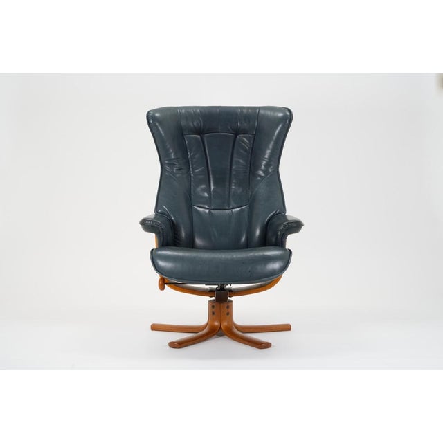 Mid-Century Modern Vintage Scandinavian Adjustable Leather Lounge Chair from Hjellegjerde Møbler, 1980s For Sale - Image 3 of 18