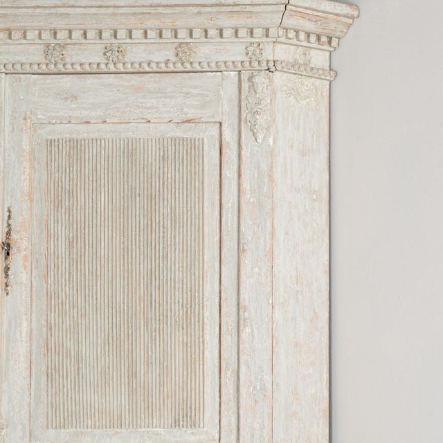 Early 19th Century Large 19th Century Swedish Gray Gustavian Pine Corner Cabinet For Sale - Image 5 of 14