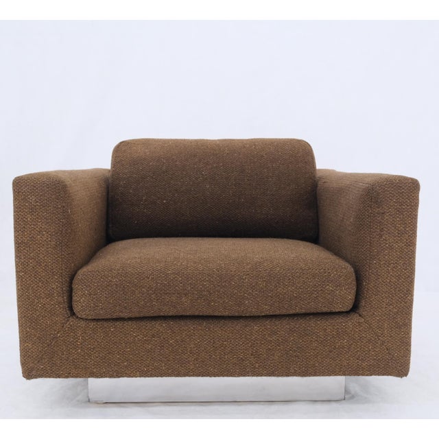Metal Dunbar Large Cube Shape Oversize Chrome Mirror Base Lounge Club Arm Chair Modern For Sale - Image 7 of 18