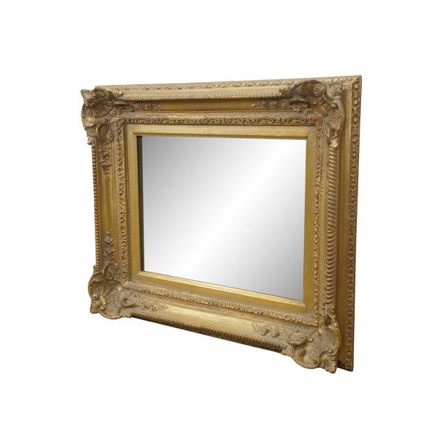 Rococo Vintage French Baroque Rococo Scalloped Gilt Beveled Wall Vanity Mirror 24" For Sale - Image 3 of 10