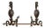 Antique Folk Art Andirons With Chain Mouthed Griffins and Cross Bracket Poker - A Pair For Sale