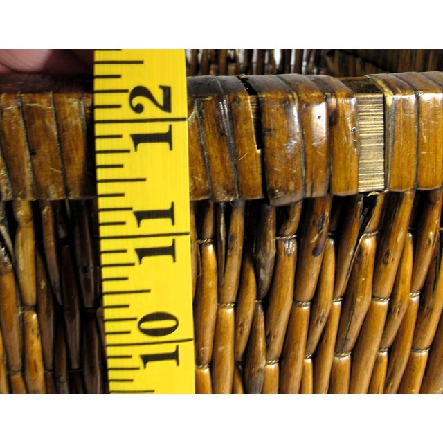 Vintage Square Woven Wicker Basket, Tapered Design Tightly Braided For Sale In New Orleans - Image 6 of 9