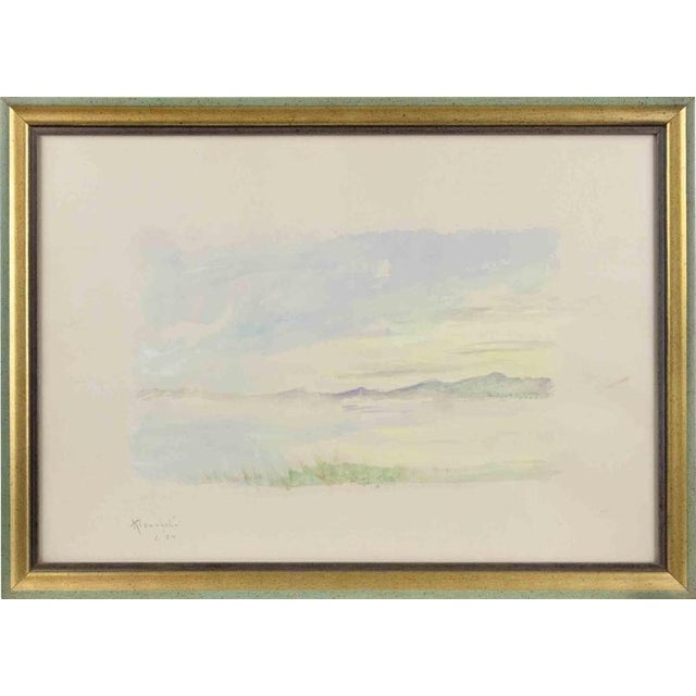 1980s Michele Ricciuti, Landscape, Watercolor, 1984 For Sale - Image 5 of 5