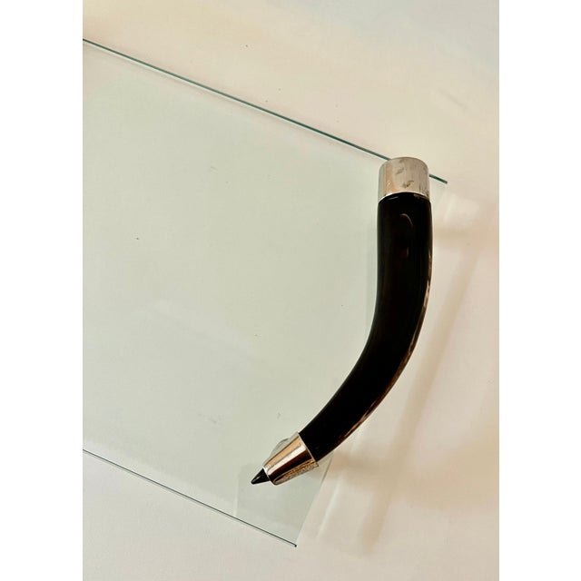 Rectangular Glass Tray with Bone Handles & Silver Plate Fittings & Feet For Sale In Los Angeles - Image 6 of 10