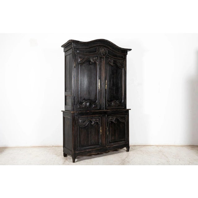19th Century French Ebonised Two-Piece Buffet For Sale - Image 3 of 15