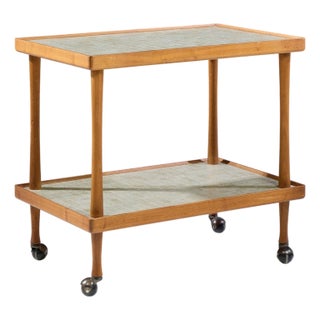 Mid 20th Century Jane and Gordon Martz for Marshall Studios Mid Century Walnut and Tile Bar Cart For Sale