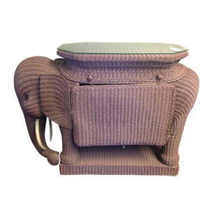 Rare Vintage Wicker Elephant Bar For Sale