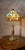 Gilded Bronze Lamp with Leaded Stained Glass Lampshade, 1960 For Sale - Image 3 of 5