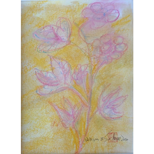 This lively original botanical abstract painting with color of sunshine on hand cut heavy stock brings a uplifting energy...