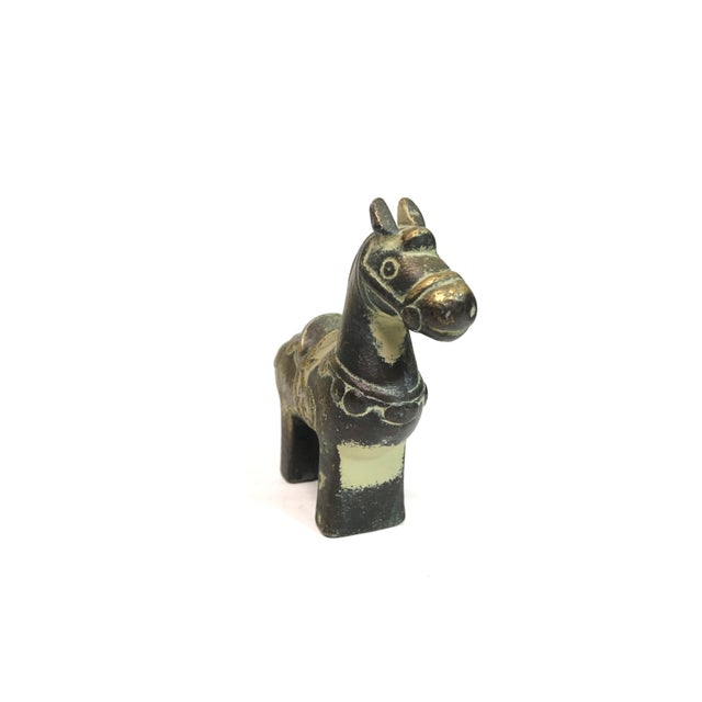 Vintage Heavy Solid Brass Pony Figurines - a Pair For Sale - Image 6 of 7