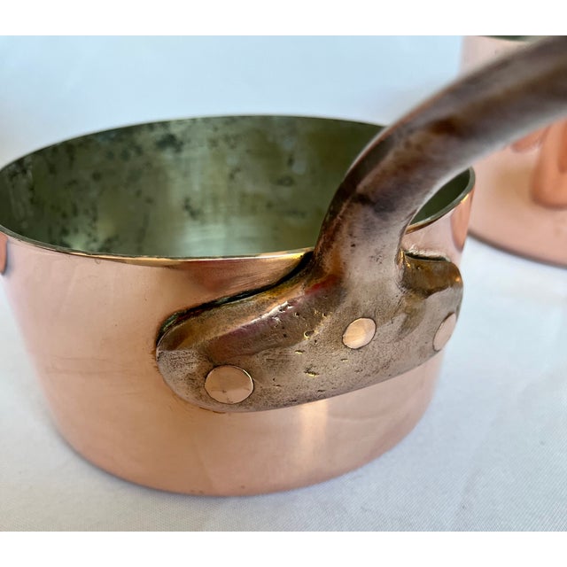 Copper Vintage French Copper Saucepans - Set of 3 For Sale - Image 8 of 12
