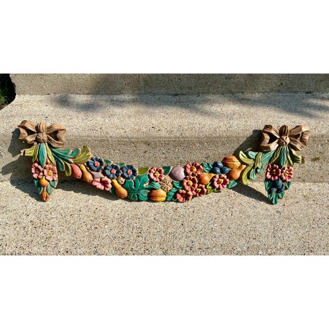 Late 20th Century Polychromed Classical Styled Carved Garland or Festoon For Sale - Image 12 of 12