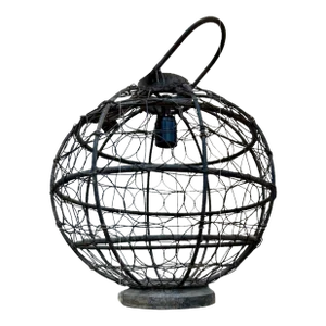 1940s Iron Filigree Fishing Trap Lighting Pendant