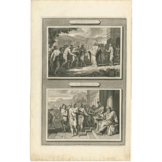 Pieter Mortier, Double-Scene Biblical Plates, Copper Engravings, 1700, Set of 3 For Sale - Image 3 of 10