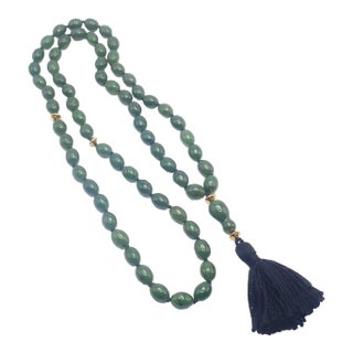 1970s Tiffany & Co. Angela Cummings Nephrite Jade Bead Yellow Gold Necklace For Sale