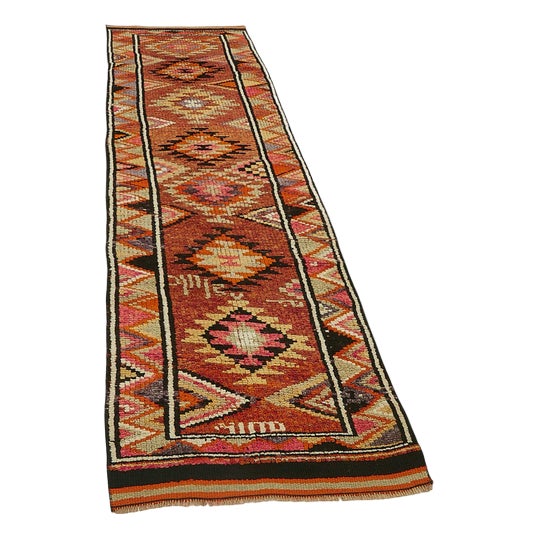 Orange Bohemian Runner Rug For Sale