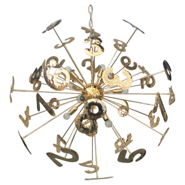 Handmade Brass Numbers Sputnik Chandelier from Simoeng For Sale
