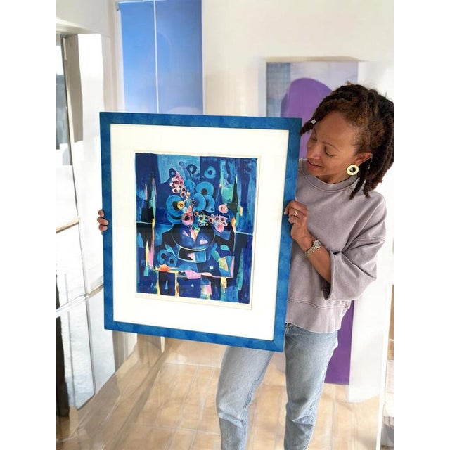 Pencil signed and numbered, limited edition Tony Agostini lithographic print. "Bouquet Au Vase Bleu" is numbered 159/180,...