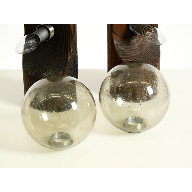 Table Lamps in Pine with Glass Globe Lampshade from Temde Leuchten, 1960s, Set of 2 For Sale - Image 15 of 18