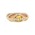 This late 20th-century 18k gold ring features a striking design with brilliant-cut white diamonds. The diamonds, with a...