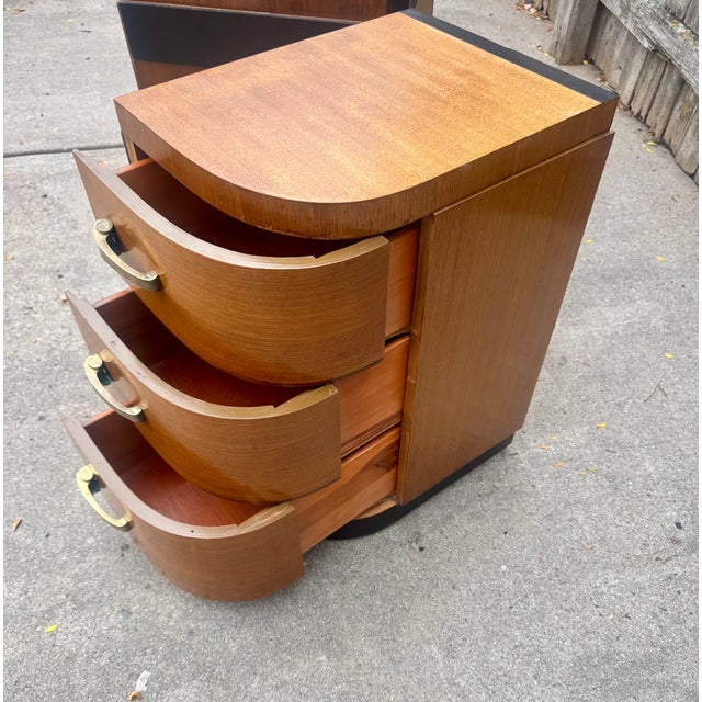 Brown Vintage Art Deco Streamline Donald Deskey-Style Nightstands - A Pair For Sale - Image 8 of 8