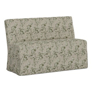Slipcover for Stoffer Home x Cloth & Company for Lindy Slipcover Dining Banquette in Bird Toile Olive For Sale