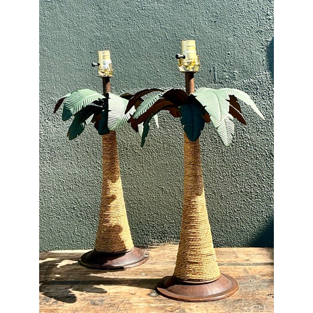 Vintage Palm Tree Lamps - A Pair For Sale - Image 10 of 12