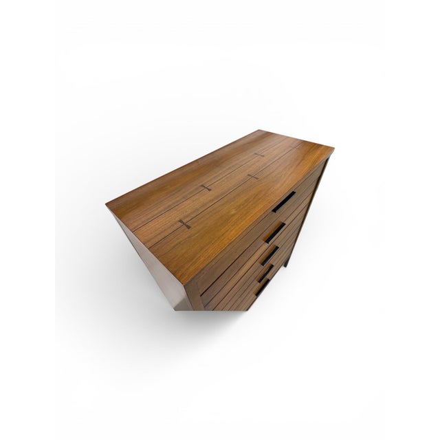 Lane Furniture Mid-Century Modern Lane Tuxedo Walnut High Chest For Sale - Image 4 of 8