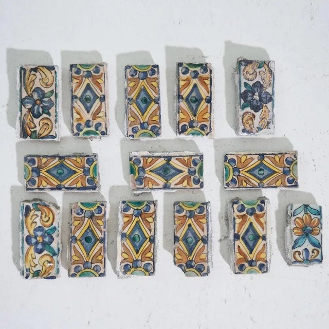 Antique Glazed Tiles, Set of 14 For Sale - Image 7 of 7