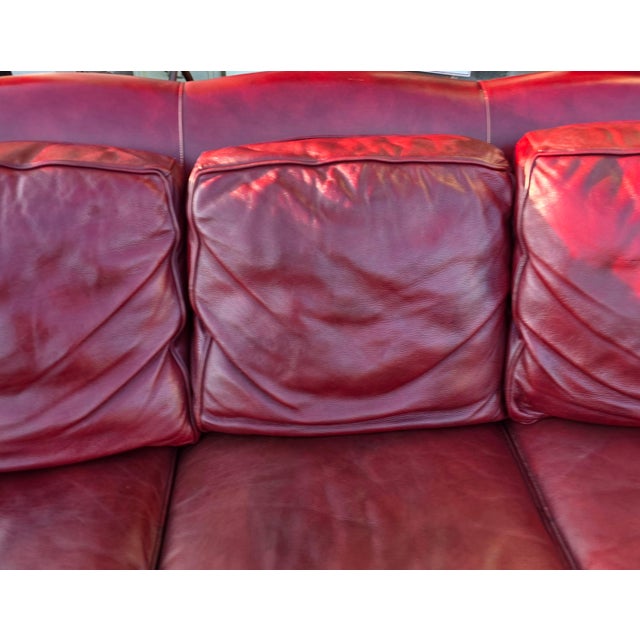 Hancock & Moore Sundance Burgundy Leather Sofa With Nailhead Trim and Turned Bun Feet For Sale - Image 13 of 18