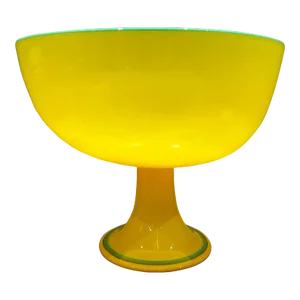 Czech Art Tango Glass Pedestal Bowl Yellow & Green